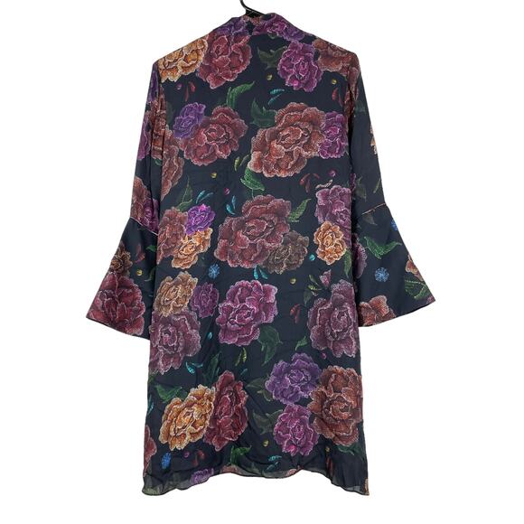 Robert Graham NWOT Silk Brenna Floral Printed Tie-Neck Shift Dress Size S Purple - Picture 4 of 14